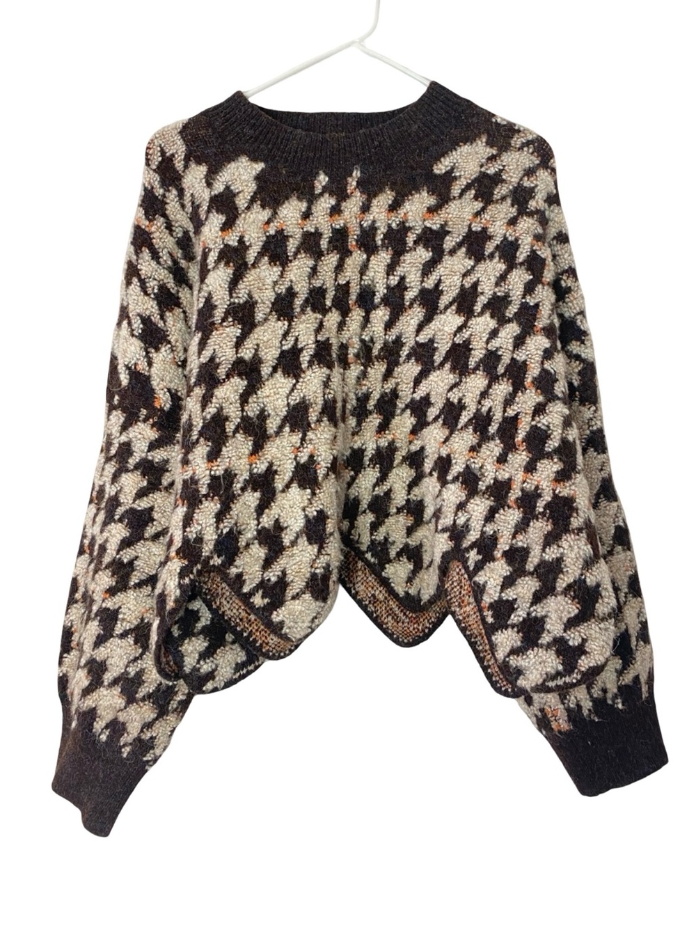 Weekend MaxMara Houndstooth Sweater Womens Size Large XL Pullover Wool Brown